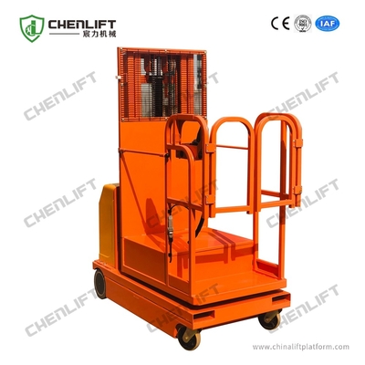 Orange Semi Electric Order Picker With 2.7m 3.3m 4m 4.5m Lifting Height